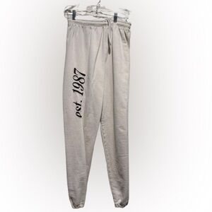 MAYFAIR THE LABEL White Joggers with Black Print M/L